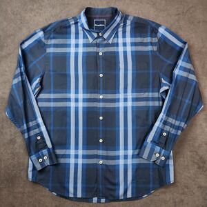 Tommy Bahama Shirt Mens‎ XL Blue Plaid Button Up Long Sleeve Cotton